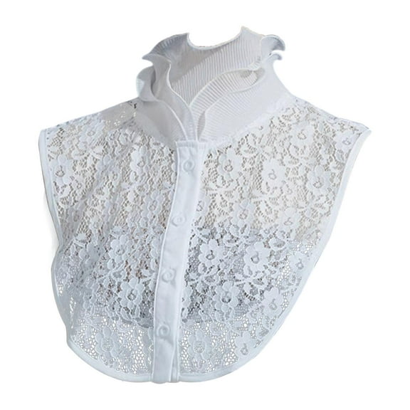 Milageto Fake Collar Half Shirt Blouse Ruffle Half Top Stylish False Collar for Women White