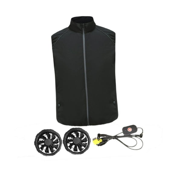 Milageto Fan Cooling Vest Breathable Work Jacket Fan Vest for Running Fishing Camping 2XL