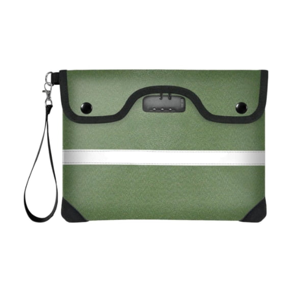 Milageto Fireproof Document Bag Fire Resistant Locking Bank Bag for Documents Deposit Green