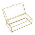 thumbnail image 1 of Milageto Glass Jewelry Box Clear Simple Cosmetic Storage Box for Rings Women Pendants Golden Round Head, 1 of 7