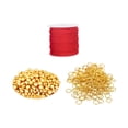 thumbnail image 1 of Milageto Gold Spacer Beads 6mm Brass Smooth Round Beads Jump Rings for DIY Craft Necklace Beads Rings Rope Set, 1 of 8