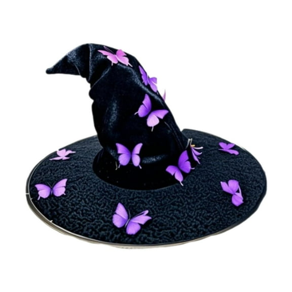 Milageto Halloween Witch Hat Adults Photo Props for Fancy Dress Carnivals Party Favor Purple Butterfly