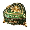 thumbnail image 1 of Milageto Heart Jewelry Box Exquisite Metal Keepsake Box for Necklace Rings Home Decor Green, 1 of 8