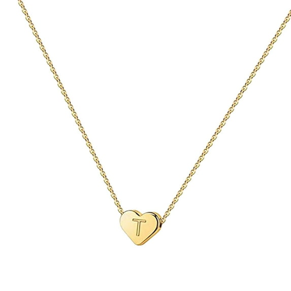 Milageto Heart Pendant Alphabet Necklace Fashion Jewelry for Valentine's Day Birth