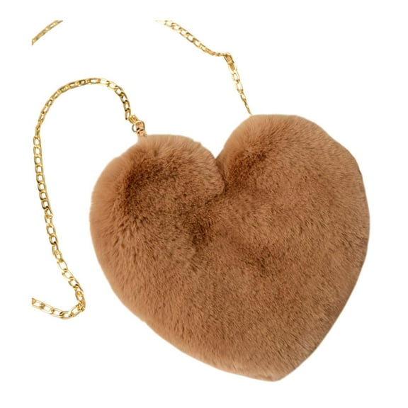 Milageto Heart Shape Satchel Artificial Cute Lady Handbag for Travel Date Outdoor Dark Khaki