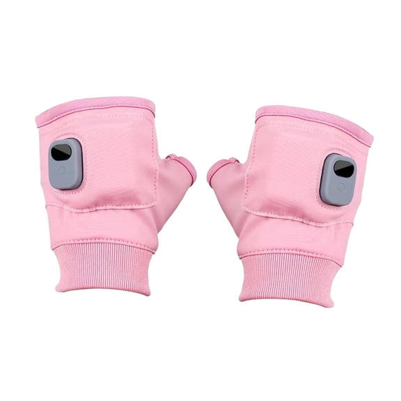 Milageto Heated Gloves Fingerless Rechargeable for Women Man Touchscreen Hand Warmers Pink