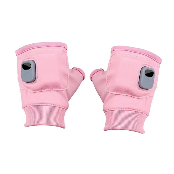 Milageto Heated Gloves Fingerless Rechargeable for Women Man Touchscreen Hand Warmers Pink
