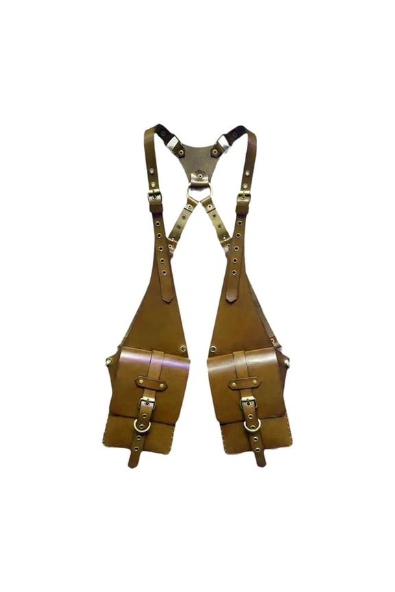 Hide Underarm Shoulder Bag Vest Backpack for Running Medieval Outdoor Sports Brown