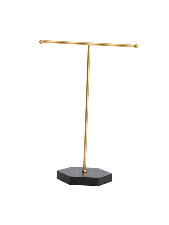 Jewellery Stand T Stand Marble Base Hanging Storage Show Rack for Watch Bracelet Black