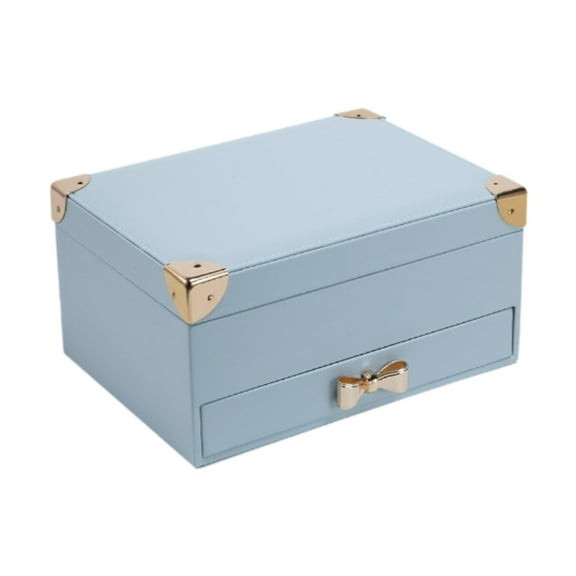 Milageto Jewelry Box 2 Tier Women Jewelry Organizer Display for Earrings Stud Pendant Blue