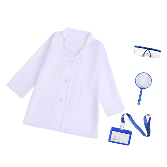 Milageto Kids Doctor Coat Dress up Long Sleeve Lab Coat for Ages 4-6 Years Boys Girls XS