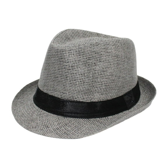 Milageto Kids Straw Hat Casual Fashion Sunscreen Hat for Backpacking Street Festivals Gray