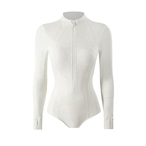 Milageto Long Sleeve Swimsuit for Women Soft Surfing Wetsuit for Scuba Travel Workout L