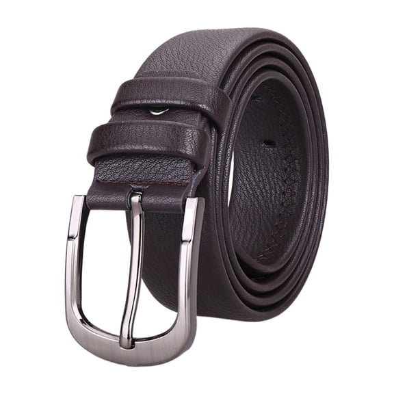 Milageto Men Belt 120cm Long Pin Buckle PU Leather Belt for Trousers Business Wedding Brown