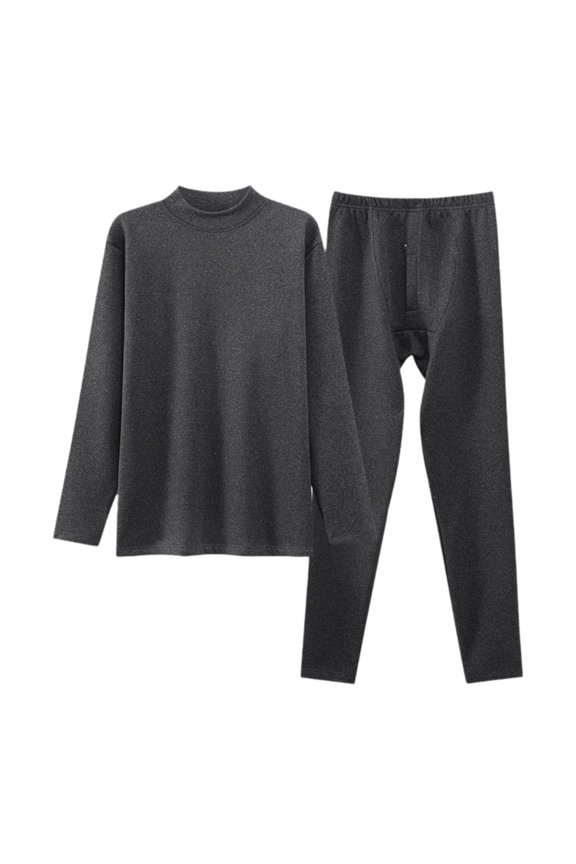 Mens Thermal Underwear Top and Bottom Set Mid Collar Thick Base Layer for Autumn XL