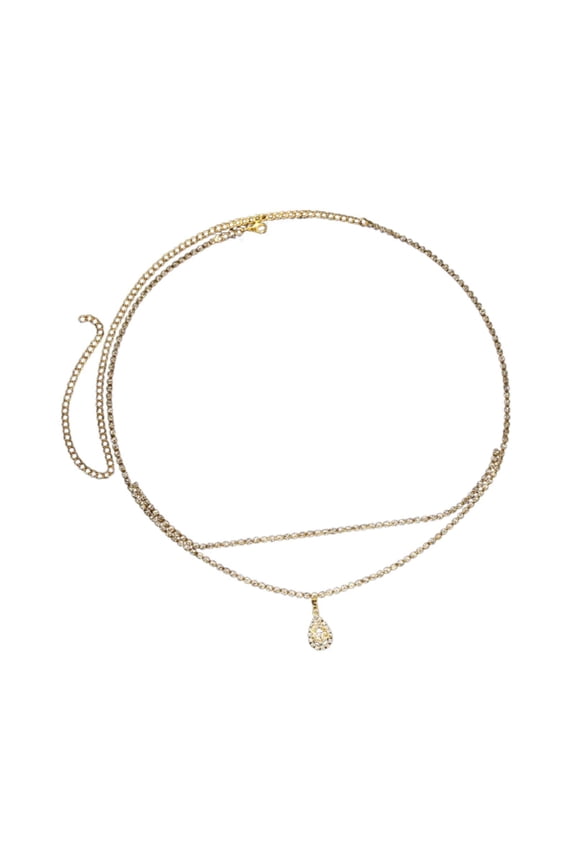 Multi-layer water drop bikini waist chain fashion beach rhinestone body chain golden