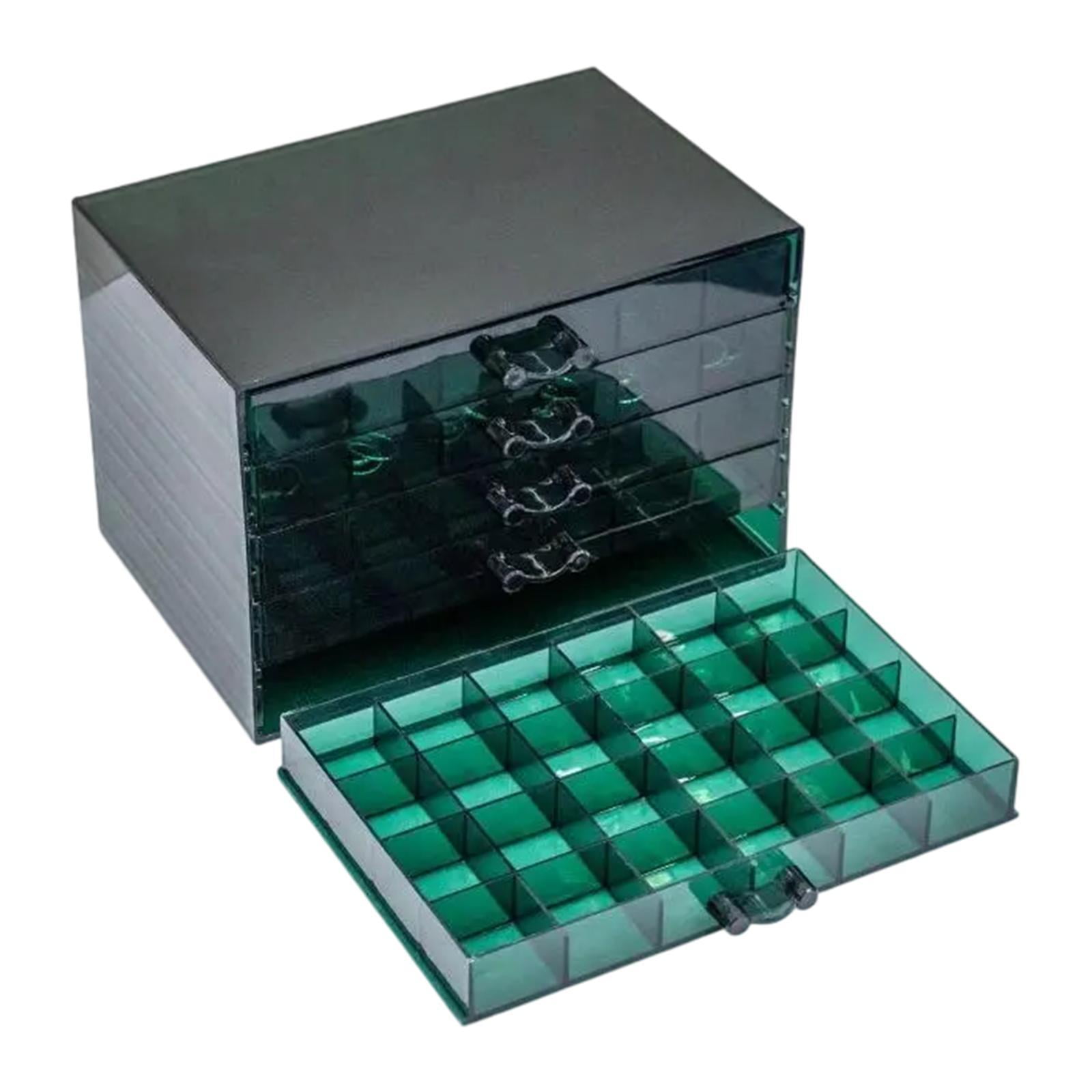 Milageto Nail Arts Storage Box 120 Jewelry Organizer for Earring Beads Glitters Dark Green
