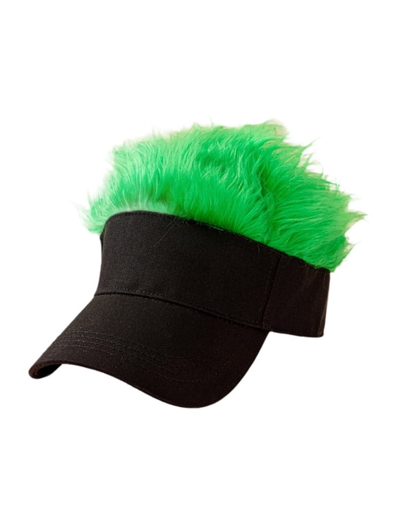 Novelty Spiked Hair Visor Casual Birthday Gift Funny Golf Hat for Walking Hiking Green
