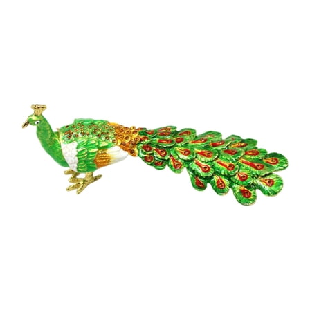 Milageto Peacock Trinket Box Good Enameled Jewelry Box for Necklace Bracelet Earrings Green