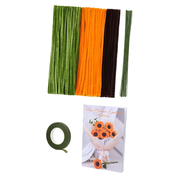 Milageto Pipe Cleaner Flower Kit Flower Making Kit Holiday Decoration Creative Photo Prop Kit for 5 sunflowers