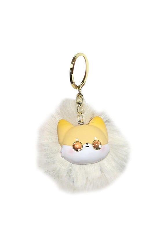 Plush Cat Keychain Pendant Backpack Pendant Awards Memorials Cute Car Key Holder Beige