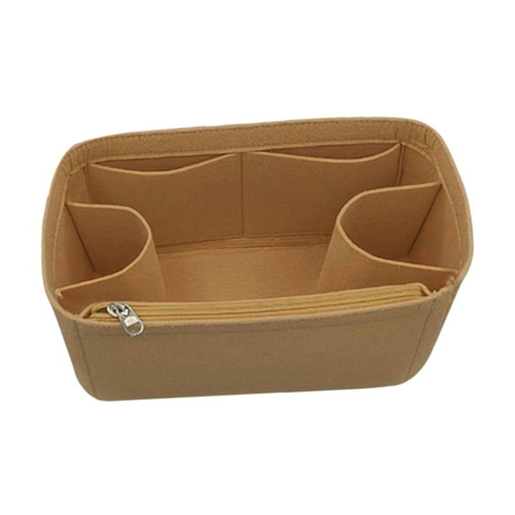 Milageto Purse Organizer Insert for Handbags Cosmetic Bag Handbag Organizer Khaki 41x18x25cm