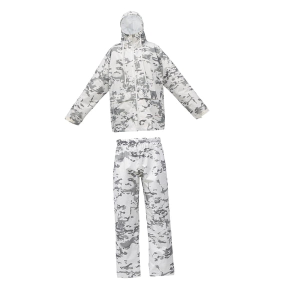 Milageto Rain Suit Lightweight Breathable Loose Fit Hooded Jacket Rainwear with Pants L