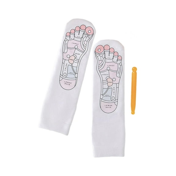 Milageto Reflexology Socks Accessories Breathable with Zones Marked Acupoint Illustration 30cmx8cm