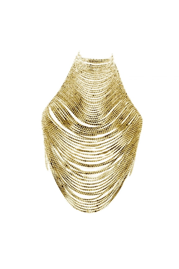 Rhinestone Body Chain Gifts Bra Bikini Chain for Performance Party Halloween Gold