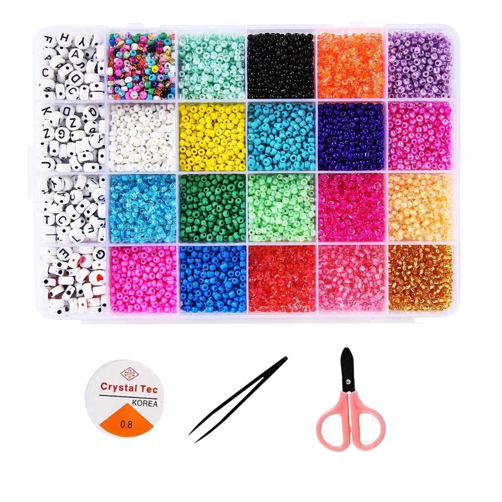 Milageto Round Glass Seed Beads Spacer Letter Bead Scissors Elastic Strings DIY Bracelets Necklace Jewelry Making Handmade Earring Finding Supplies