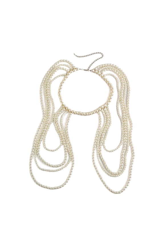 Shoulder Body Chain, Layered Shoulder Chain Bridal Jewelry Accessories Shoulder Necklace Arm Chain Back Chain for Party White