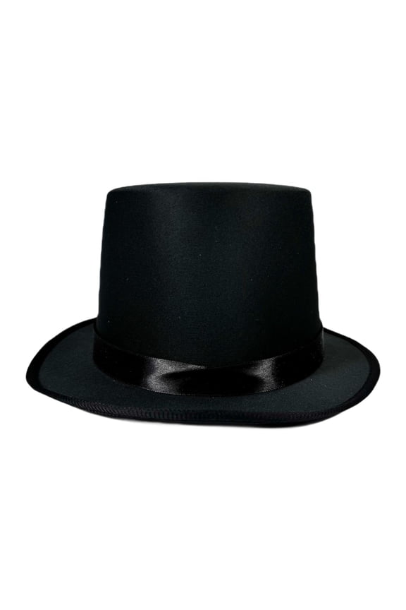 Black Flat Top Magician Top Hat, Classic Mens Top Hat for Stage Performance Nightclub Festival Costume
