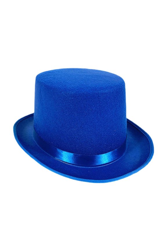 Top Hat Flat Top Funky Magician Hat for Stage Performance Nightclub Festival Blue