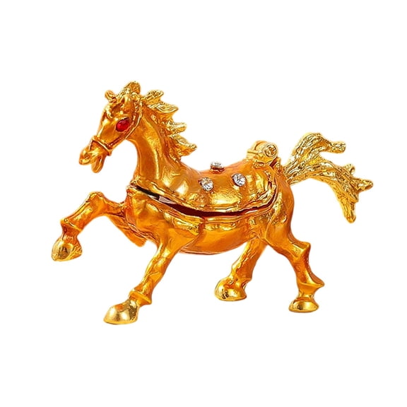 Milageto Trinket Box Alloy Unique Animal Figurine Decoration Treasure Case Home Decor Gold