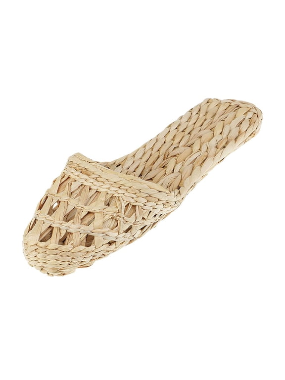 Unisex Handmade Natural Straw Rattan Woven Slipper Shoes Sandal Shoe Size 37