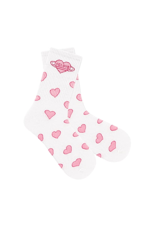 Valentine's Day Socks Classic Stretchy Breathable Girls Valentines Day Gifts white heart