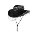thumbnail image 1 of Milageto Western Cowboy Hat for Women Costume Accessories Wide Brim Shiny Cowgirl Hat Black, 1 of 8