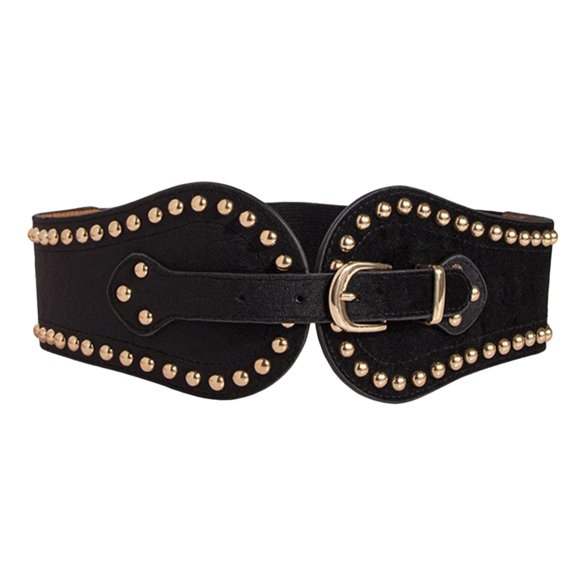 Milageto Wide Waist Belt Adjustable Ladies Costume Accessory for Commuting Dresses Blouse black