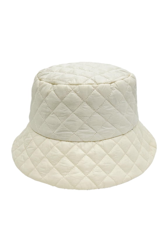 Winter Bucket Hat Down Cotton Comfortable Headwear Warm Hat for Adults Women Beige