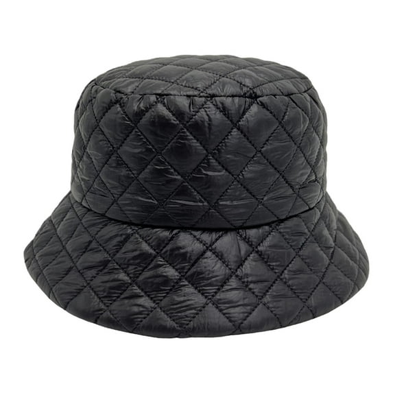 Milageto Winter Bucket Hat Down Cotton Comfortable Headwear Warm Hat for Adults Women Black