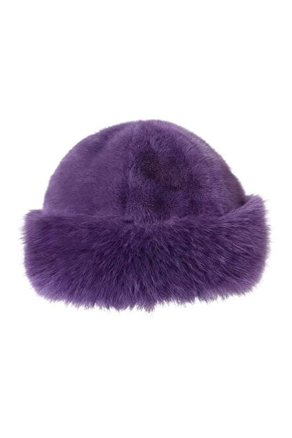 Winter Hat Faux Russian Cossack Bucket Fisherman Cap with Comfortable Polyester violet
