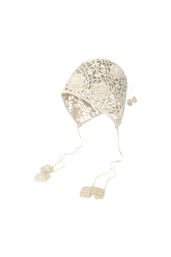 Women Crochet Beanie Fashion Tassel Ear Flaps for Shopping Beach Trip Dating Beige