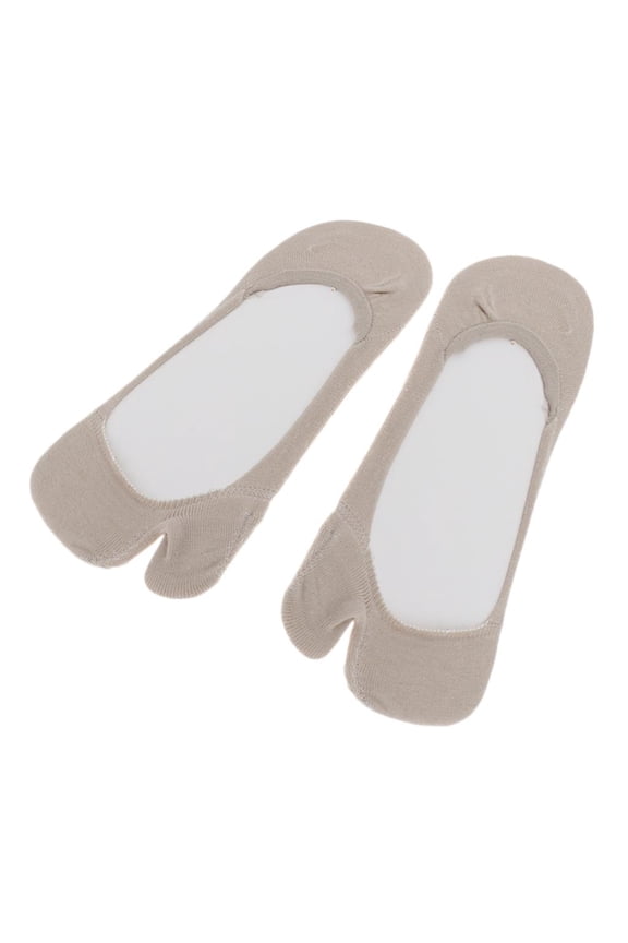 Women No Show Socks Tabi Socks Non Slip Low Cut Cotton Boat Socks Beige