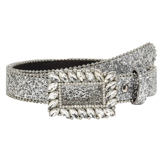 Milageto Women Rhinestone Belt Cowgirl Punk Waistband Belt for Shopping Dating Travel