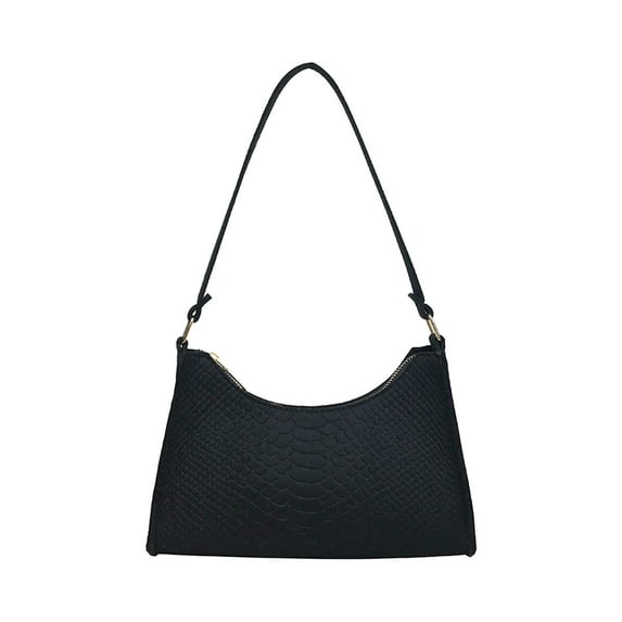 Milageto Women Underarm Bag Elegant Lightweight Soft Travel Female PU Leather Handbag Black