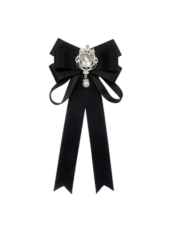 Women's Bow Tie Bowknot Bowtie Girls Ladies Necktie for Uniform Blouse Shirt Black