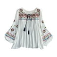 thumbnail image 1 of Milageto Women's Mexican Embroidered Tops Bohemian Blouse for Vacation Shopping Party White, 1 of 8
