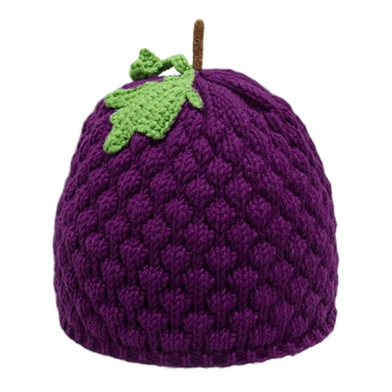 Milageto Y2K Beanie for Women Anime Aesthetic Warm Costume Accessories Crochet Beanie Purple Grape Hat