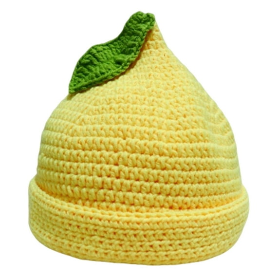 Milageto Y2K Beanie for Women Anime Aesthetic Warm Costume Accessories Crochet Beanie Yellow Lemon Hat