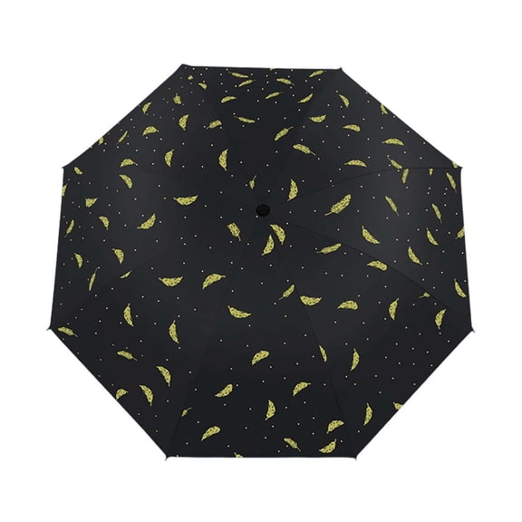 Milageto -protected folding sun umbrella with feather design & rain canopy for ladies Black